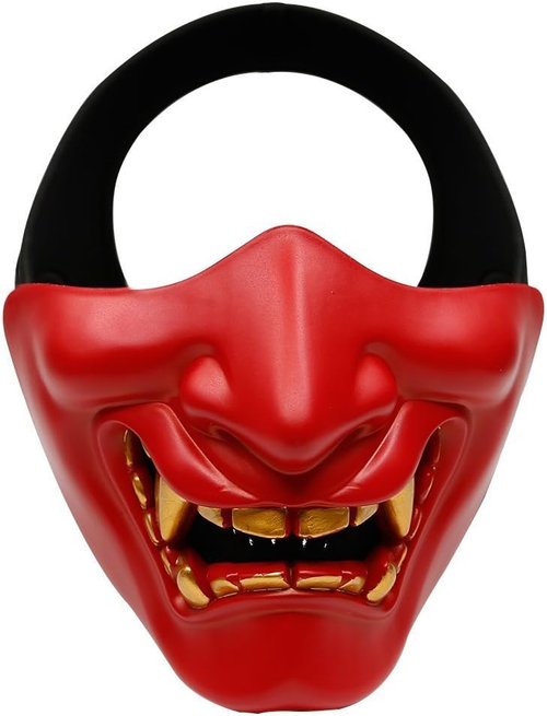 ATAIRSOFT Halloween Costume Cosplay BB Gun Evil Demon Monster Kabuki Samurai Hannya Oni Half Cover Airsoft and Prop Mask