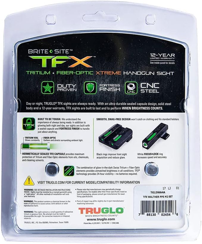 TRUGLO TFX Handgun Sight | Durable Shock-Resistant Compact Brightly Glowing Tritium & Fiber-Optic Xtreme Day/Night Sight for Handguns