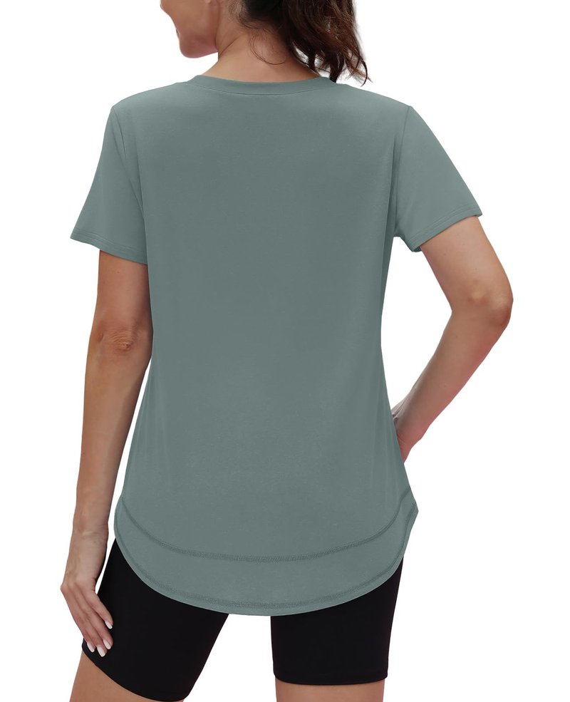 Short Sleeve Shirts for Women Workout Pilates Outfits Tennis Summer Tops 2026 Beach Vacation Clothes Blue M