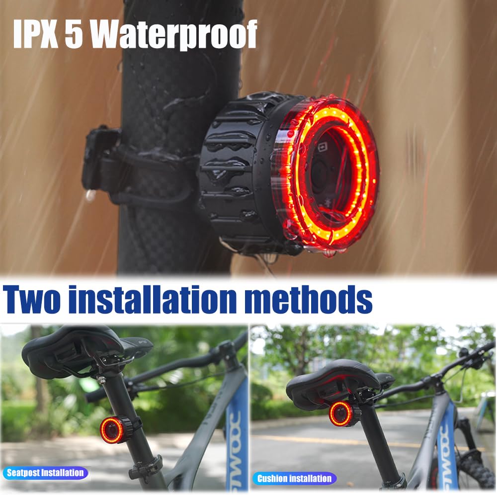 LESOVI Bike Lights Bike Tail Light, Smart COB High Lumen Bicycle Rear Light with Brake Sensing, Motion Sensing, Light Sensing, and Bump Sensing, 4/6 Lighting Modes (Supper Ⅲ)