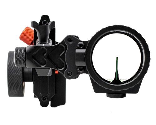 Redline RL-1 Carbon Single Pin Slider Bow Sight - .019 Fiber Pin with 2nd & 3rd Axis Adjustments and Enclosed Fiber Optic Ring, Right Handed Bow Setup