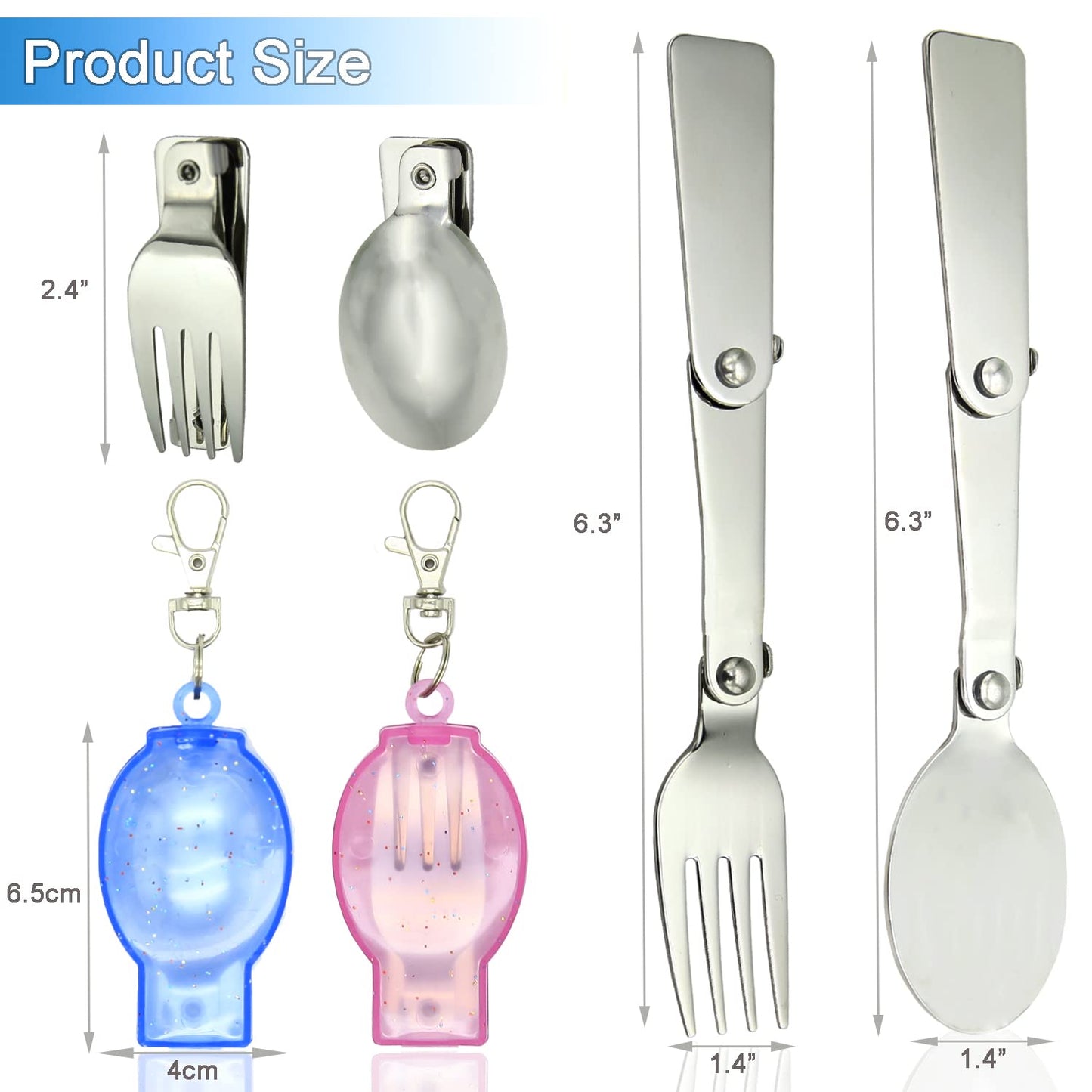 2PCS Folding Fork And Spoon Set With Case Portable Folding Tableware Set Portable Cutlery for Travel, Camping And Picnic