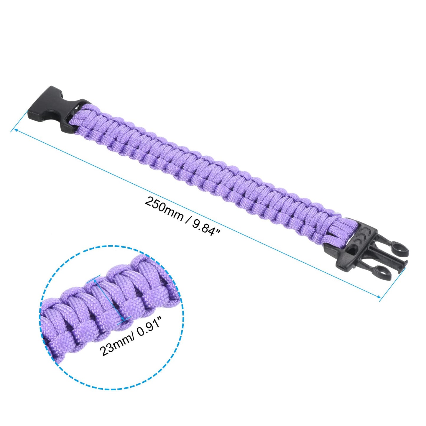 PATIKIL Survival Paracord Bracelets, Braided Parachute Bracelet with Plastic Buckle Party Favors Camping Gifts Outdoor Wraps for Men, Purple