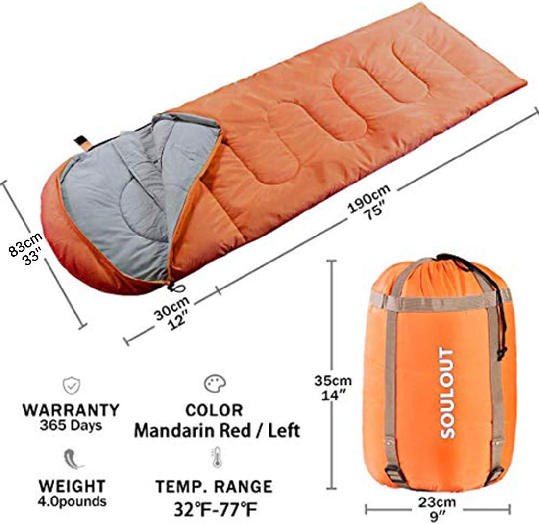 3-4 Season Sleeping Bag for Adults & Kids, Lightweight Warm Cold Weather Camping Bag with Waterproof Compression Sack – Portable for Hiking, Backpacking, Traveling & Outdoor Adventures