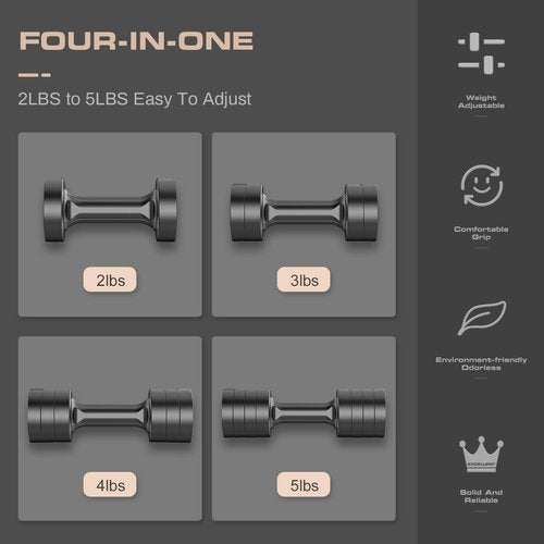 GLAUCUS Adjustable Weight Dumbbells Set- A Pair 4lb 6lb 8lb 10lb (2lb-5lb Each) Free Weights Set for Women at Home Gym Equipment Workouts Strength Training for Teens,Black