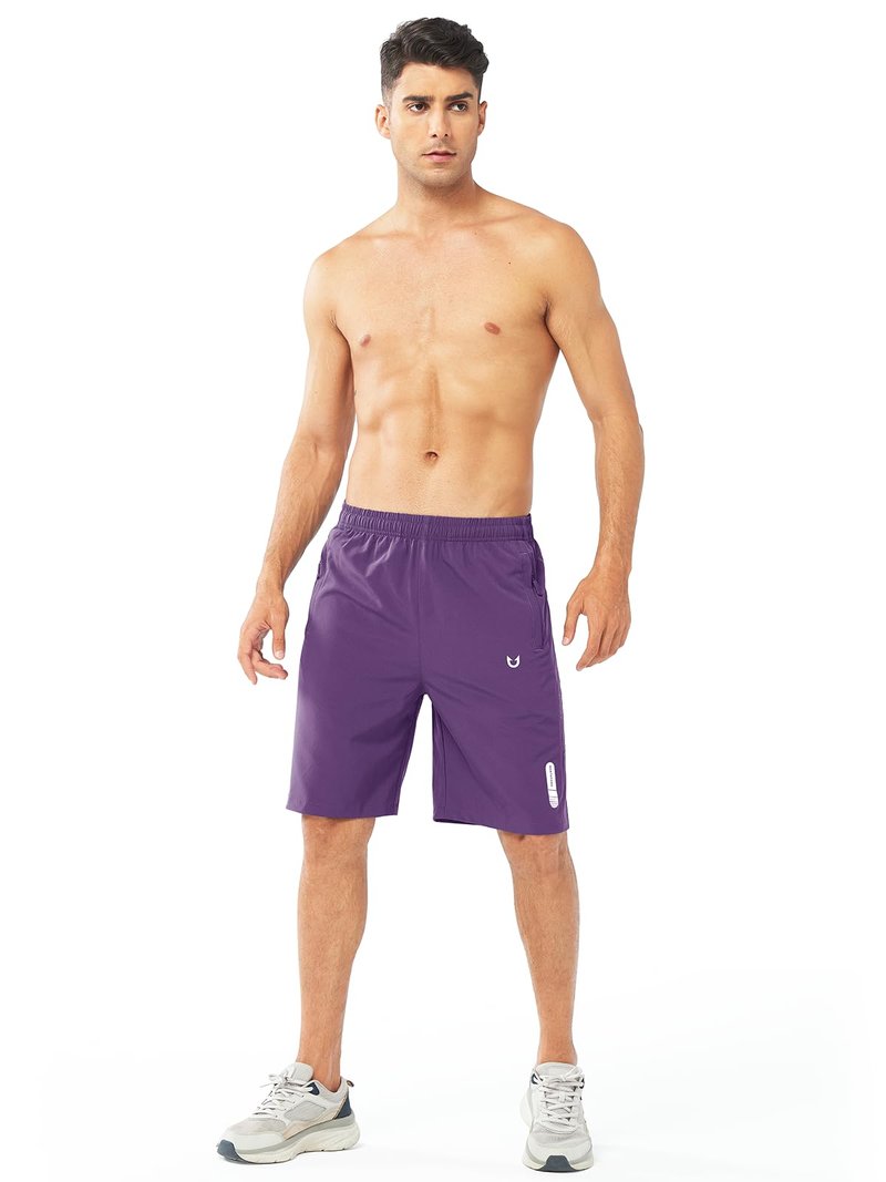 NORTHYARD Men's Athletic Running Shorts Gym Workout 7"/9"/5" Quick Dry Lightweight Sports Basketball Tennis 3 Zipper Pockets PURPLE-9inch L