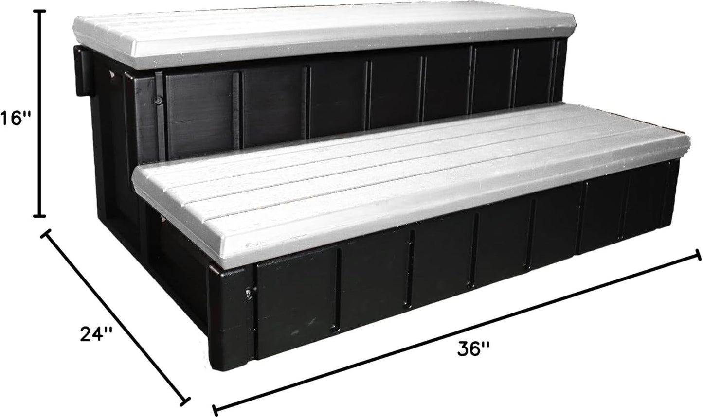 Confer Plastics Two Tier 36" Wide Deluxe Hot Tub Step. Non-Skid Spa Steps, Easy Installation, Sturdy, Long Lasting Upgrade to Your Space. Proudly Made in USA. - Espresso
