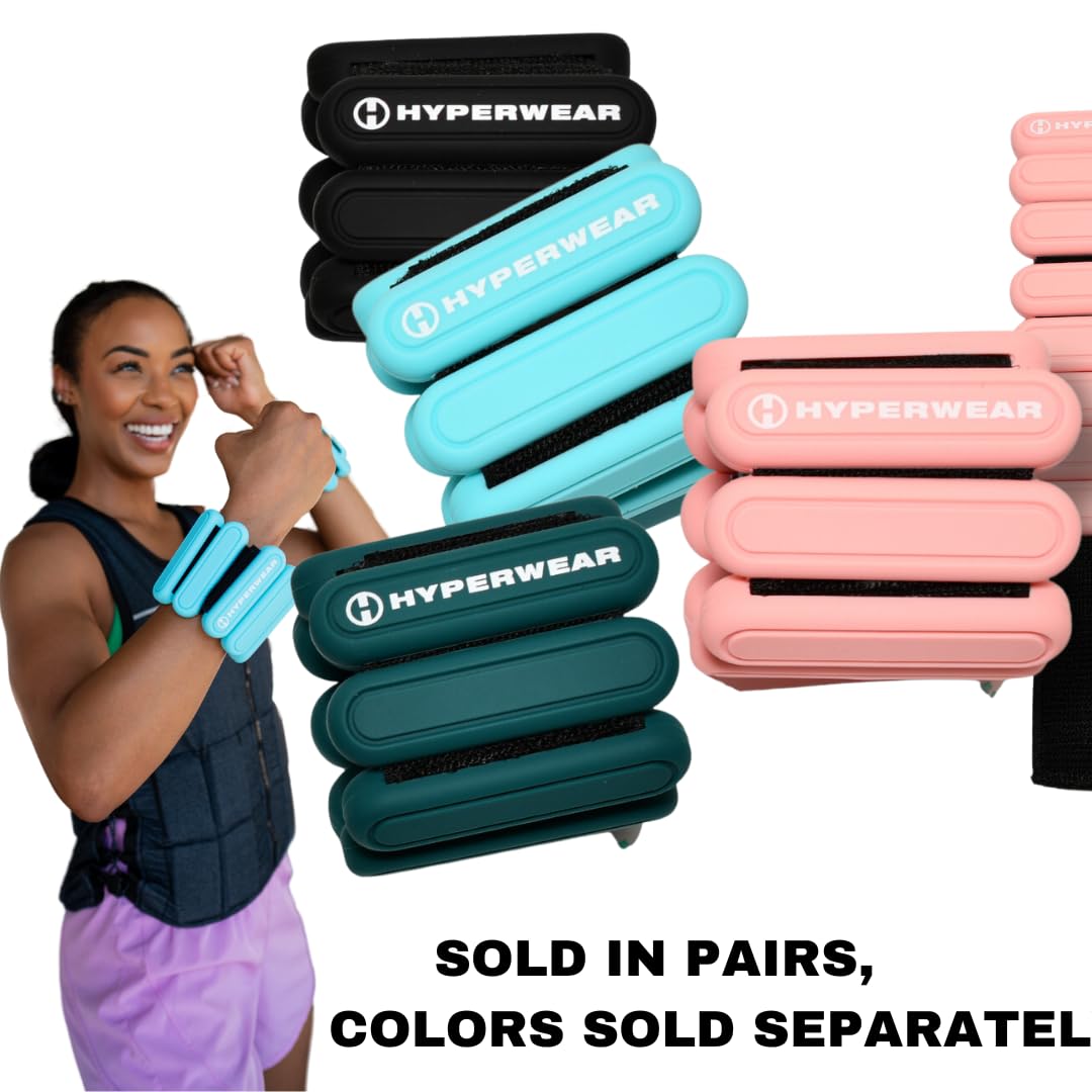 HYPERWEAR Stylish Wrist & Ankle Weights, Adjustable for Women, Walking, Running, Pilates, Yoga, Barre (1 lb Set of 2)