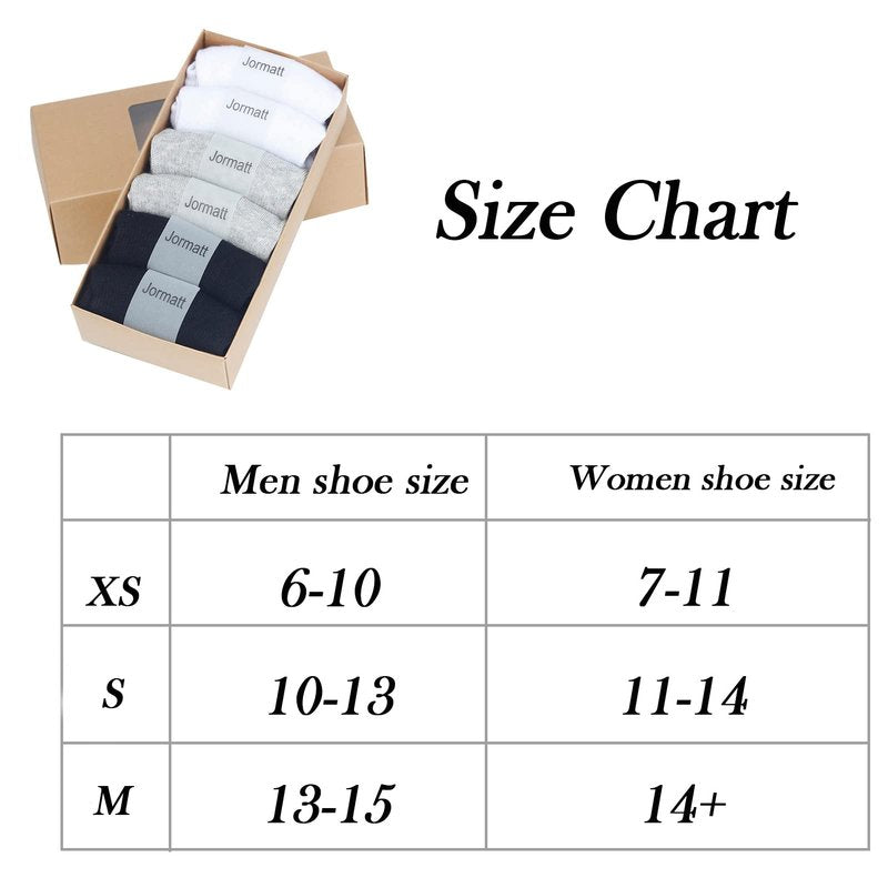 JORMATT 6 Pairs Mens & Women No Show Socks Non-Slip, Athletic Sneaker Cotton Invisible Low Cut Socks for Mens Shoe Size 6-10