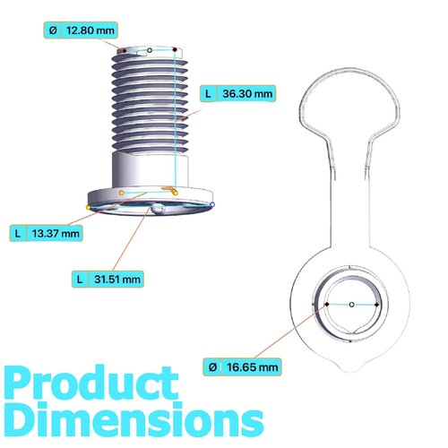 CAMGJORT Cooler Drain Plug for 50, 58 and 82 Qt Xtreme Coolers - 1.5" Shaft Length (1)