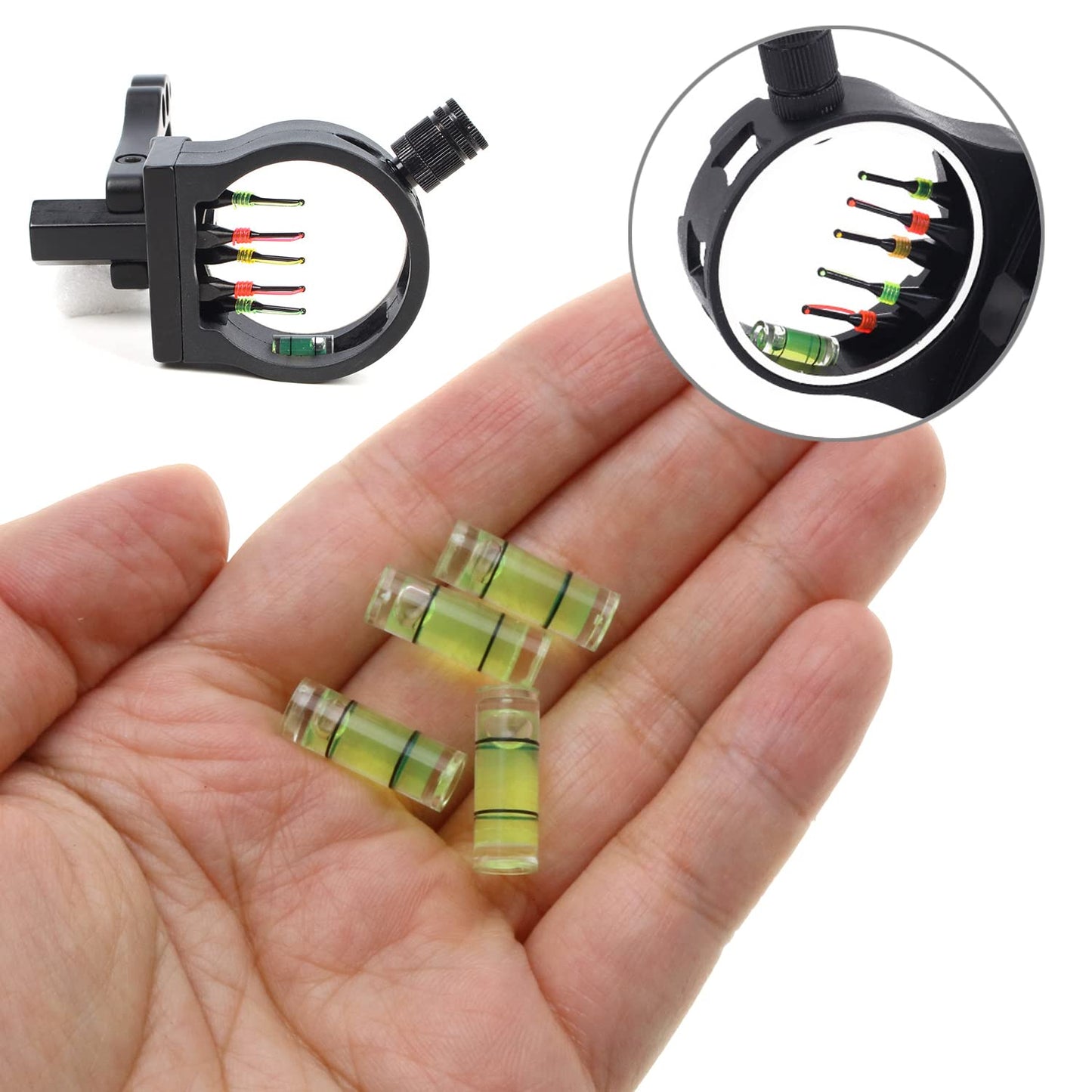 LUORNG 20pcs Archery Bow Sight Bubble Level Cylindrical Spirit Level 6.5x18mm for Archery Replacement Accessories, Transparent