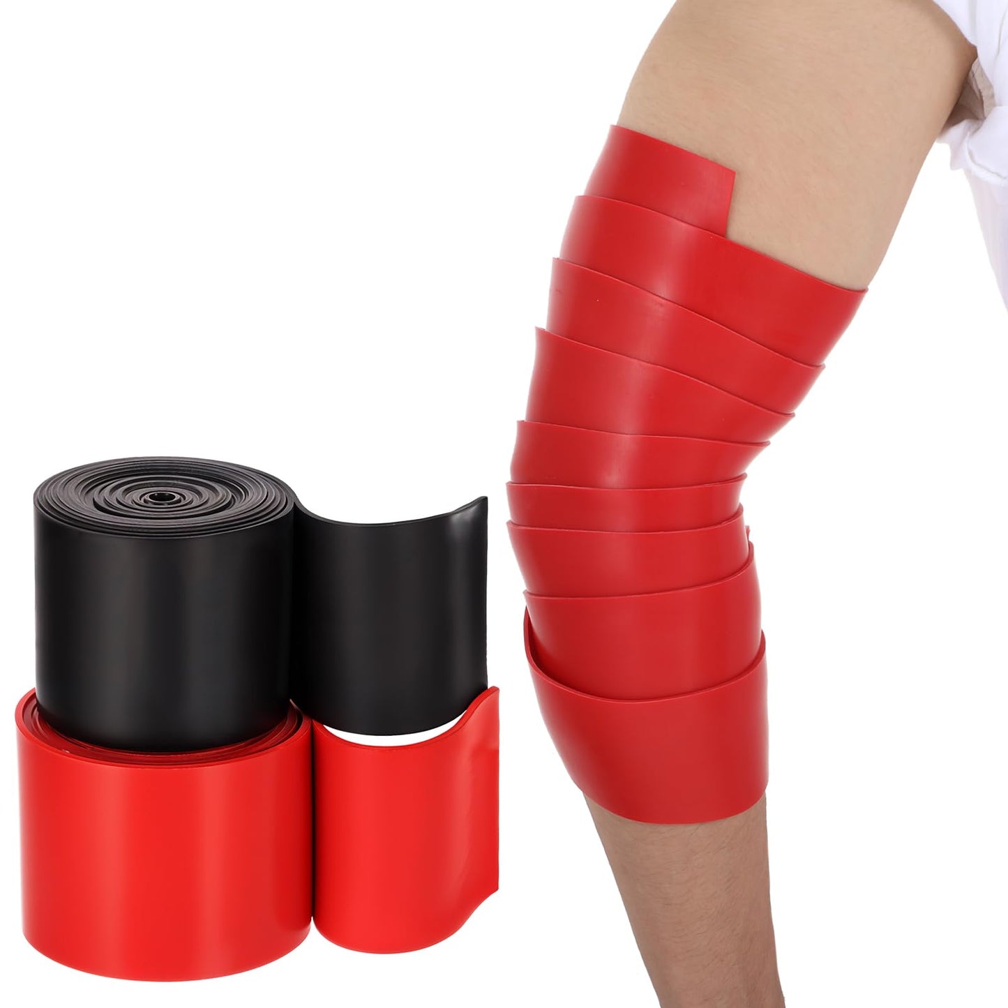 2 Pcs Muscle Floss Bands, Compression Bands with Storage Bag, Mobility and Recovery Bands for Improving Movement, Increasing Circulation & Reducing Soreness (Red & Black)