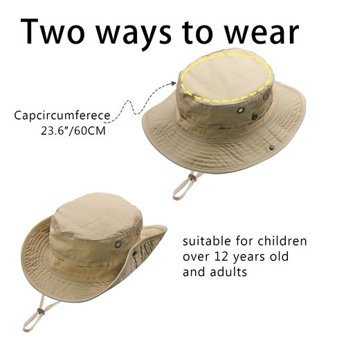 Camo Boonie Hat for Men Women, Military Tactical Wide Brim Bucket Hats, UPF50+ Jungle Sun Hats for Fishing Hunting Safari