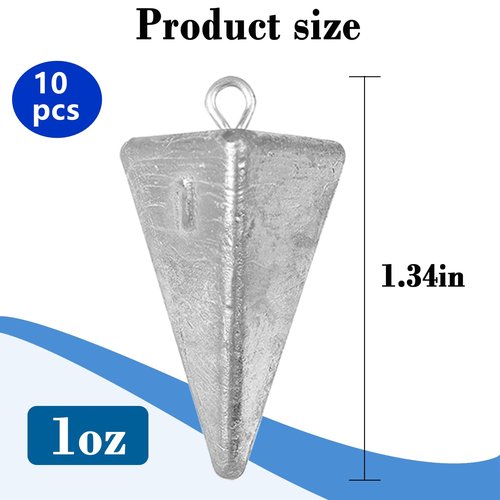Zsrivk Fishing Weights Pyramid Sinkers Kit Bullet Fishing Weights Sinkers for Ocean Saltwater Surf Fishing Gear Tackle 1oz 2oz 3oz 4oz (1oz - 10pcs)