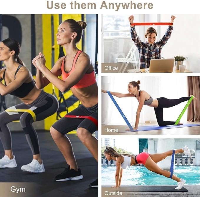 TUHI Products Resistance Loop Exercise Bands with Instruction Guide and Carry Bag, Set of 5