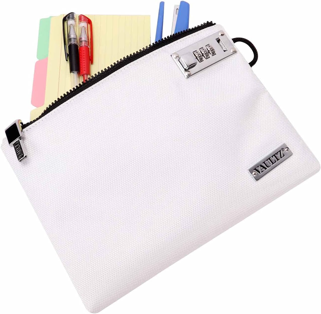 Vaultz Money Bag with Lock - 5 x 7 Inch, Men & Women's Locking Accessories Pouch for Cash, Bank Deposits, Wallet, Medicine, Phone and Credit Cards - BERRY