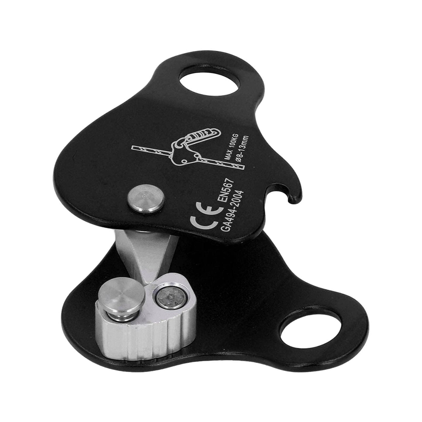 HERCHR Climbing Rope Grab Ascender Riser Adjuster, Self Locking Stop Descender 8‑13mm Climbing Rope Grab Stopper Rescue Rappel Ring Climbing Gear Rocking Fall Arrest Protection Belay Device(Black)