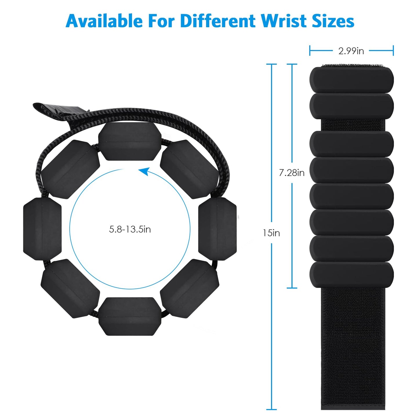 AMIR Wrist Weights, Adjustable Ankle Weights For Women, Waterproof Leg Strength Training Wrist For Yoga Running Swimming Pilates (1Pair, 1 lb Each)