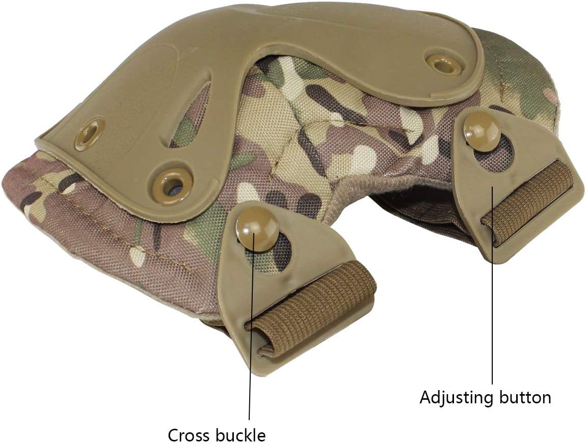 AOUTACC Tactical Combat Knee & Elbow Protective Pads Set for Outdoor CS Paintball Game Cycling Safety Skateboarding Gear Skates Knee Protection Guard Pads