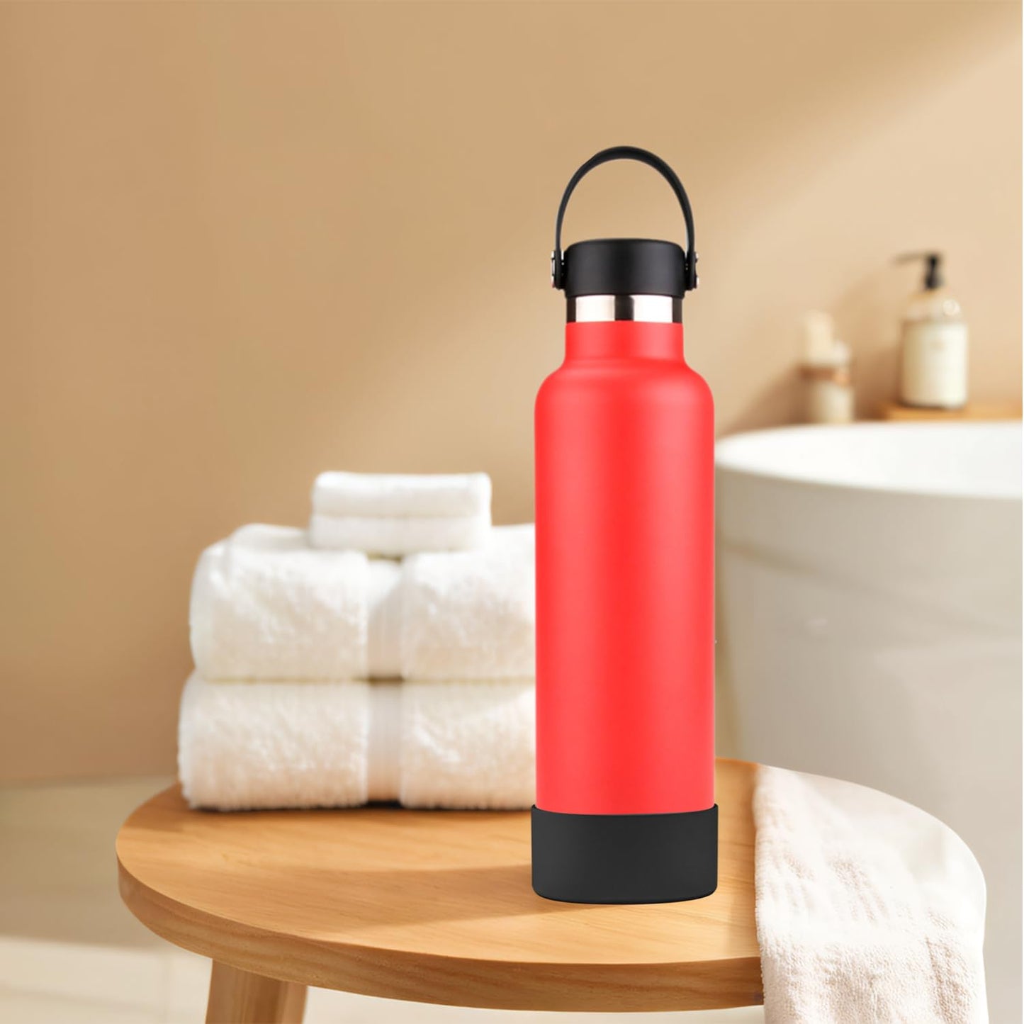 2 PCS Silicone Boot for Hydro Flask Stainless Steel Standard Mouth Water Bottle,Silicone Bottom for Hydro Flask 21oz Stainless Steel Standard Mouth Water Bottle,Avoid Scratches and Noise(Black)