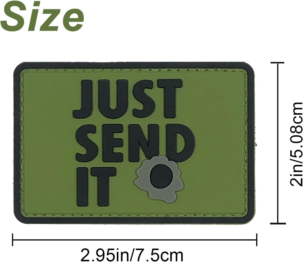 Just Send It Sniper Rubber Tactical Patch 2.95x2 inches with Hook Fastener Back for Hats Caps Clothing Vests Bags Backpacks (Tan)