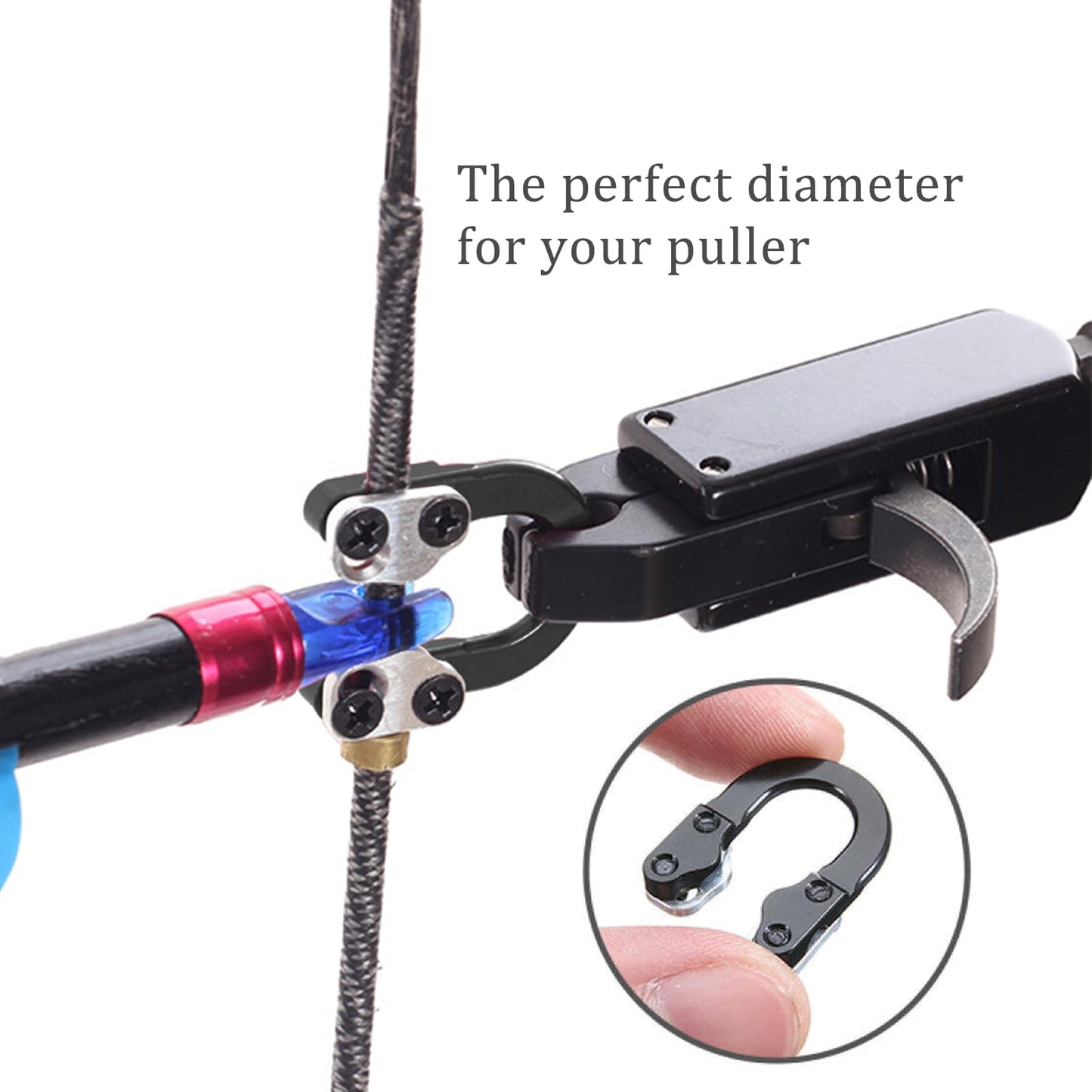 2 Sets Archery D-Loop Set for Compound Bows, Black Metal U-Nock D-Ring with Buckle Release, with Screwdrivers for Easy Installation, Ideal for Bow Hunting & Shooting Accessories