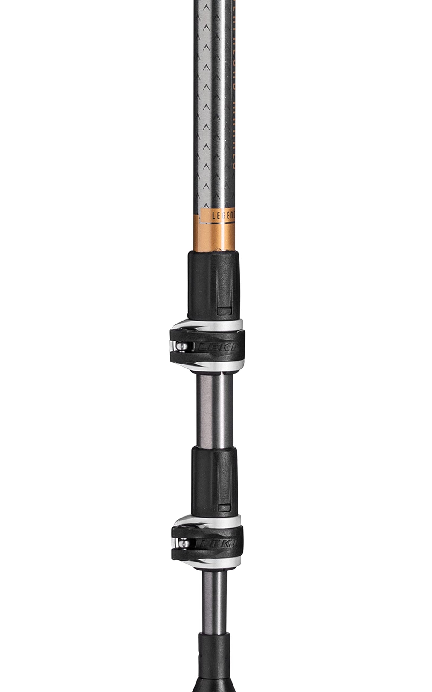 LEKI Wanderfreund Makalu Aluminum Adjustable Lightweight Walking Pole (Single) for Trekking & Hiking - Black-Anthracite-Copper - 90-120 cm
