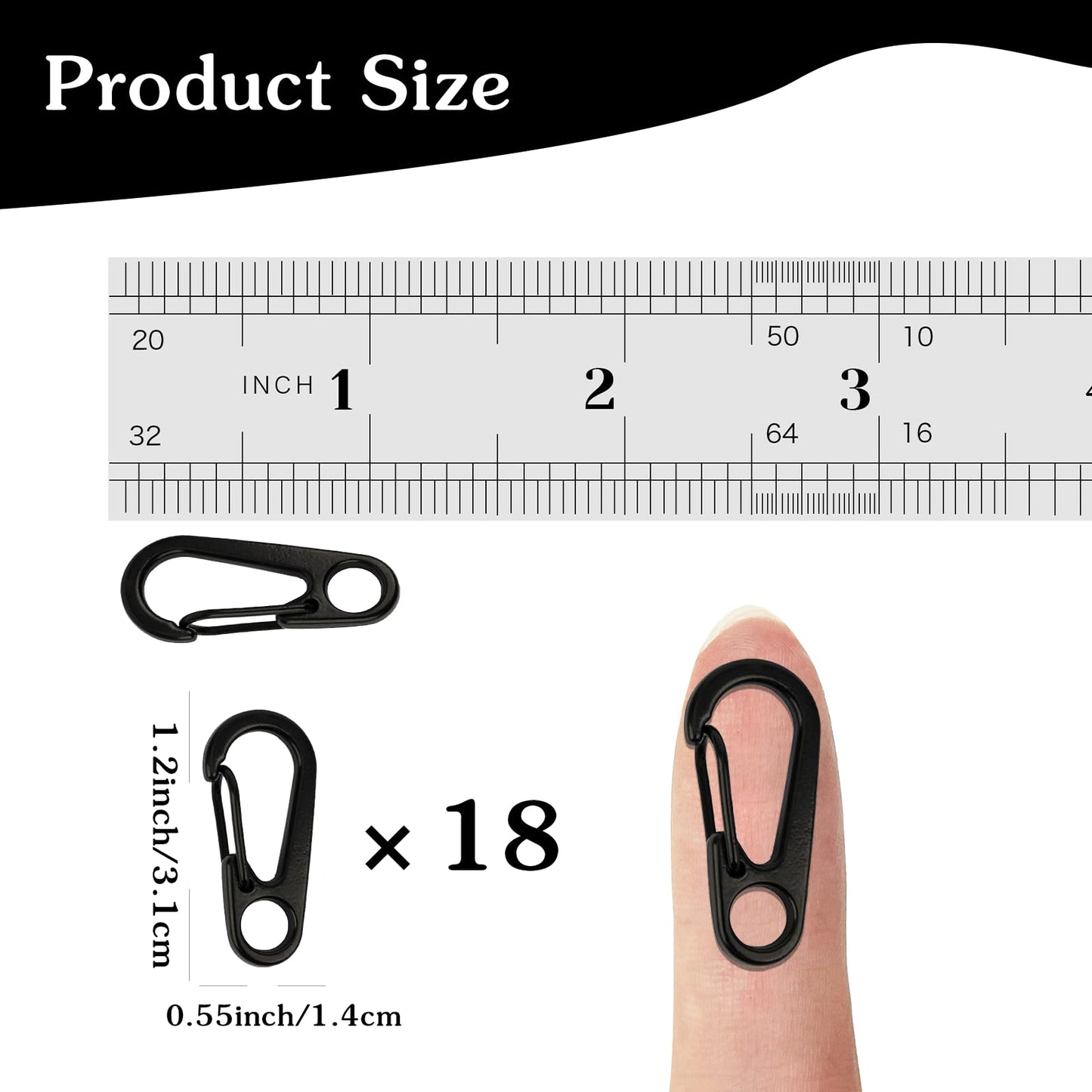 18PCS Mini Carabiner Clips Tiny Spring Snap Hook Keychains, Multi-Purpose Alloy Carabiner Keychain Clip, Small Carabiner Clip Mini Outdoor Hiking Fishing Camping Backpack Accessories(Black)
