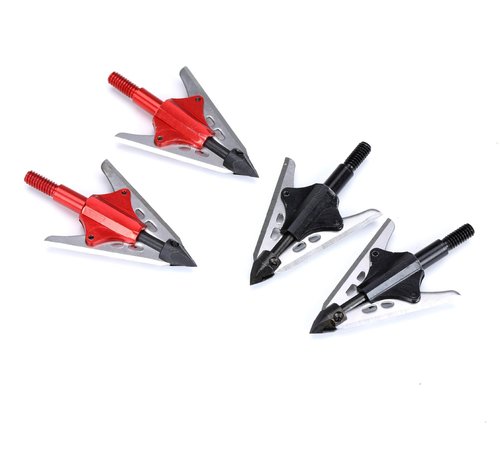 KTGCOZS Pack of 3 Replacement New BloodRunner Broadheads 100Gr 2 Spring Slide Retractable Blade Arrow Tips (Red)
