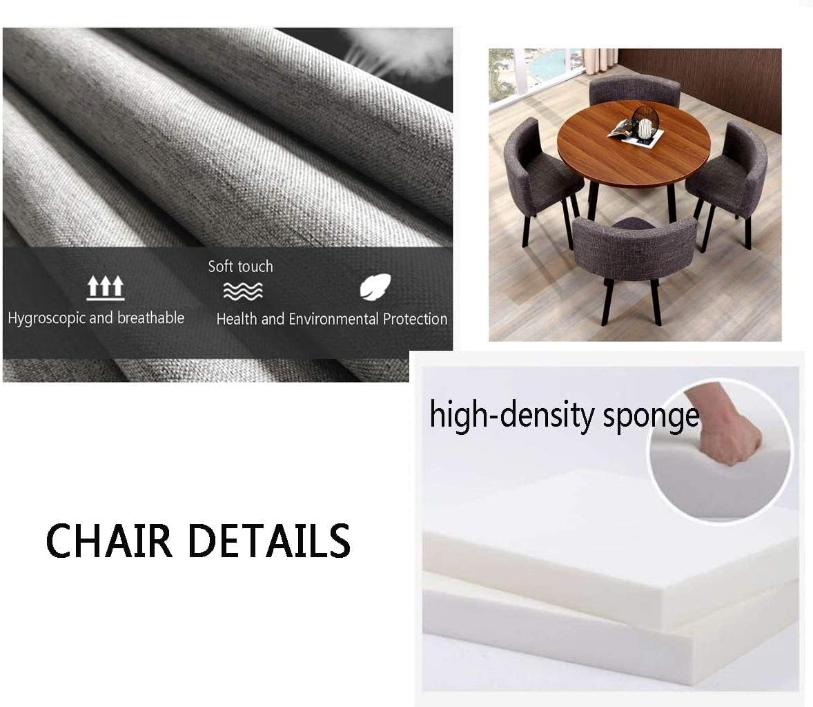 Office Table and Chair Set Conference Coffee Table 90cm Leisure Table and Chair Set Modern Home Living Room Balcony Wood Round Table Creative Lounge Cafe Break Room Office Business (Color : Grey) (