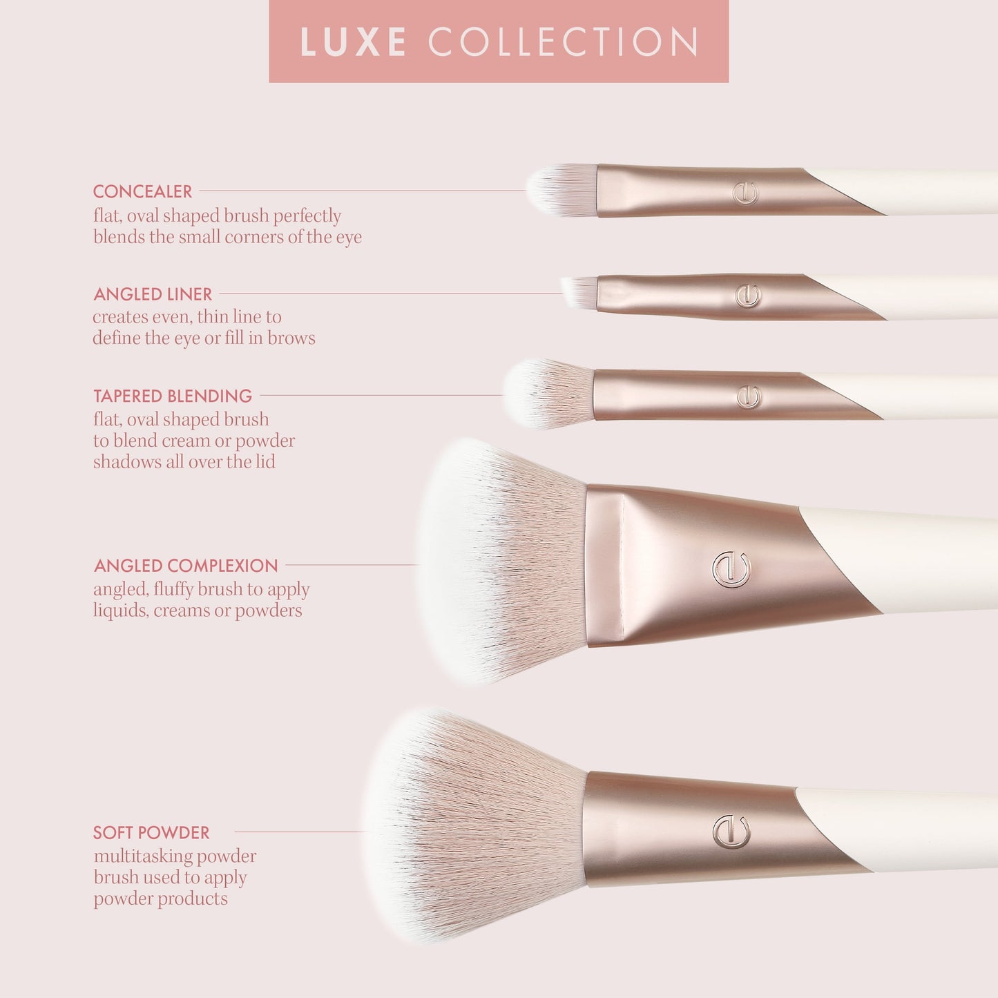 Eco-Friendly Luxe Natural Makeup Brush Set | 5-Piece for Face & Eyes