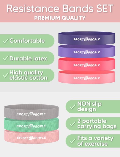 Resistance Bands for Working Out, Exercise Bands, Workout Bands, Booty Bands, Fitness Bands, Excersing Bands, Resistance Bands for Legs, Resistance Band Gym, 7 Resistance Levels, E-book & Recipes Incl