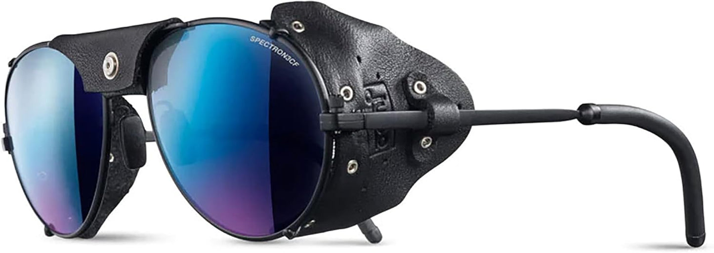 Julbo Cham Glacier Sunglasses for Men & Women w/Removable Leather Side Shields for Hiking, Skiing, Snow - 100% UV Protection