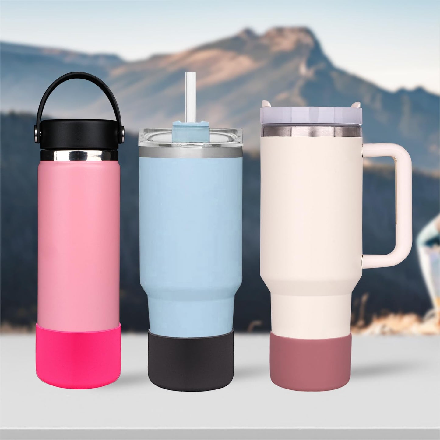 HEYSKAY Protective Silicone Boot for 12oz 16oz 18oz 21oz 24oz Hydro Flask Wide Mouth Water Bottle Bottom Protector and Other Brand Bottles with Bottom Diameter 2.85inch Water Bottle Accessories