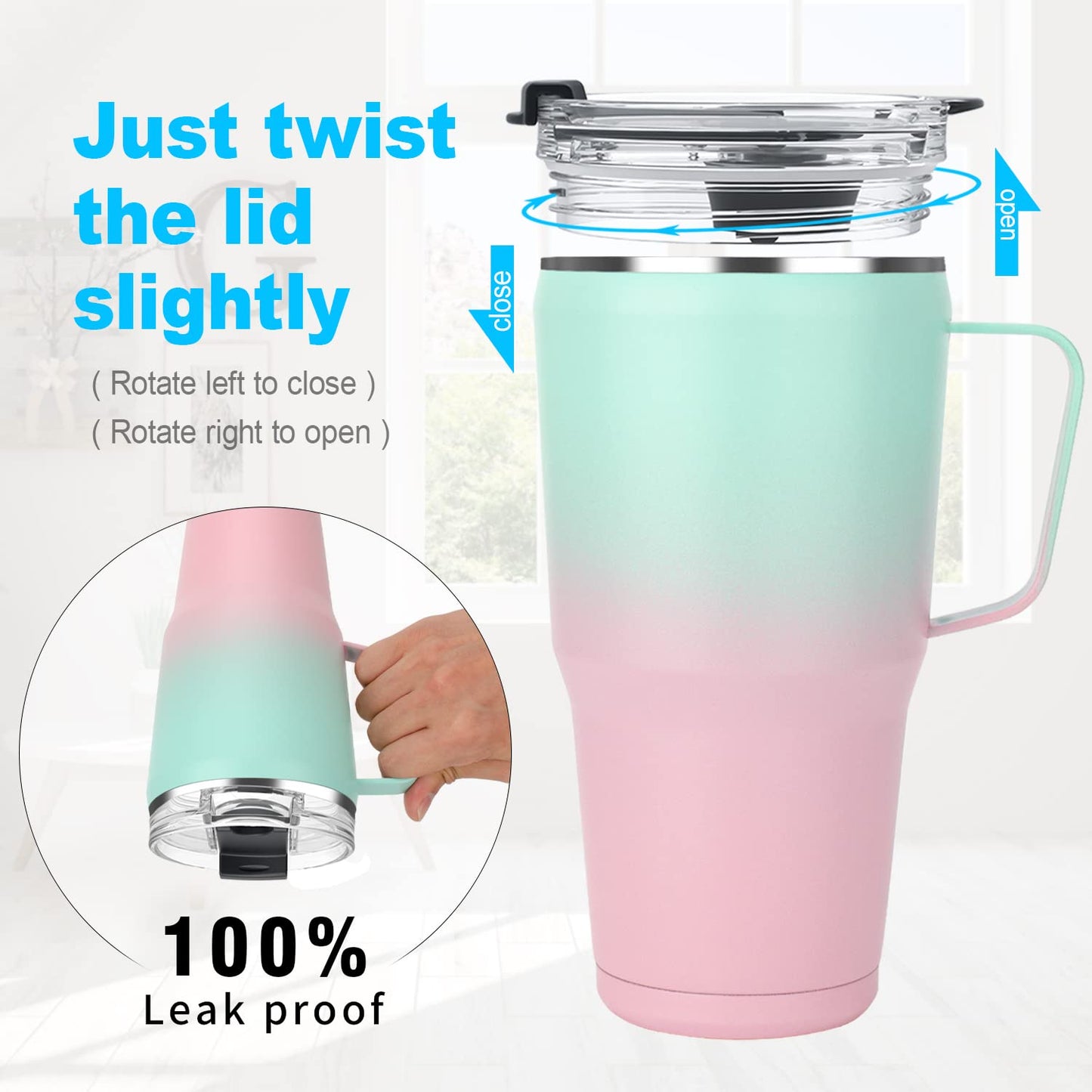 Sursip 3.6-Inch Replacement Lid - Compatible with Zenbo/Zukro 30/40/50oz Tumblers (Fits 3.6" Screw Lids Only), Leakproof Travel Mug Cover, BPA-Free (Clear)