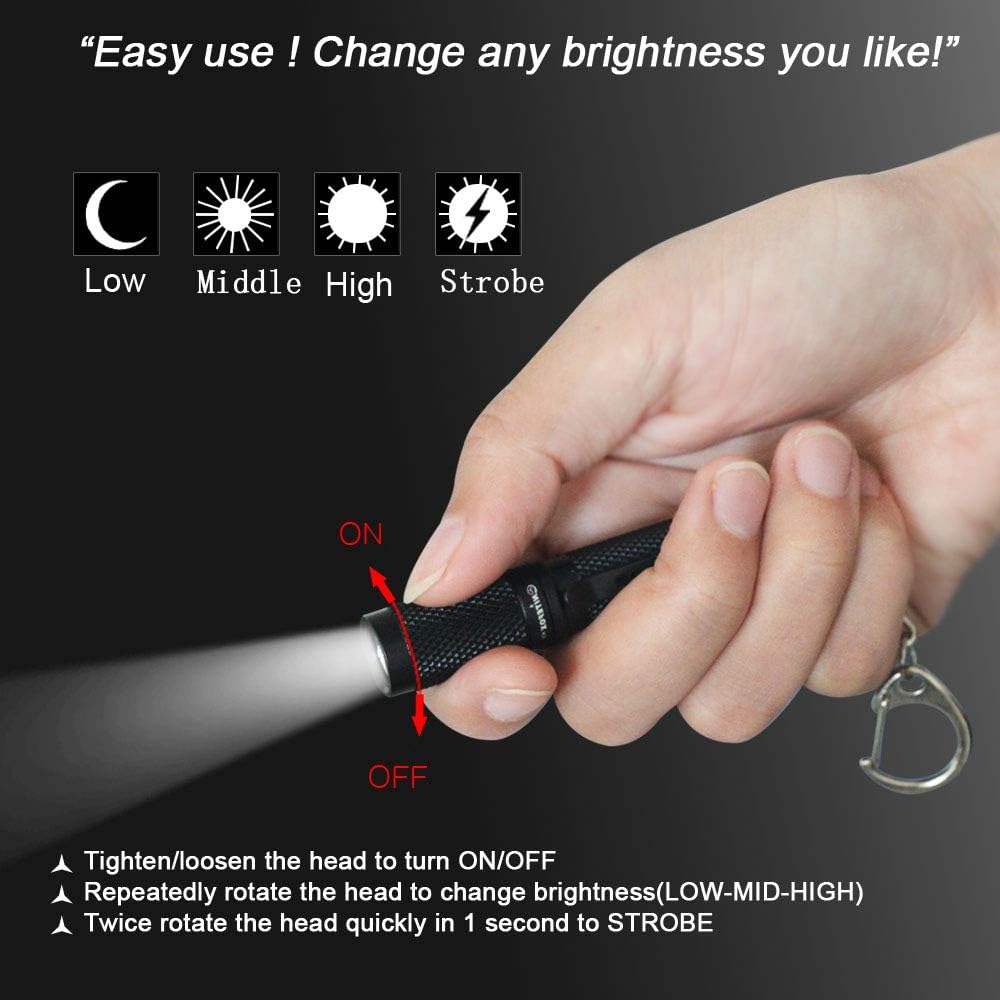 K3 Mini Keychain Flashlight AAA Small Keychain Light Bright 150 Lumens with Diffuser Clip,Multipurpose Pocket Light as Candle Hat Lamp Camp Lantern for Everyday EDC Dog Walking Hiking Camping