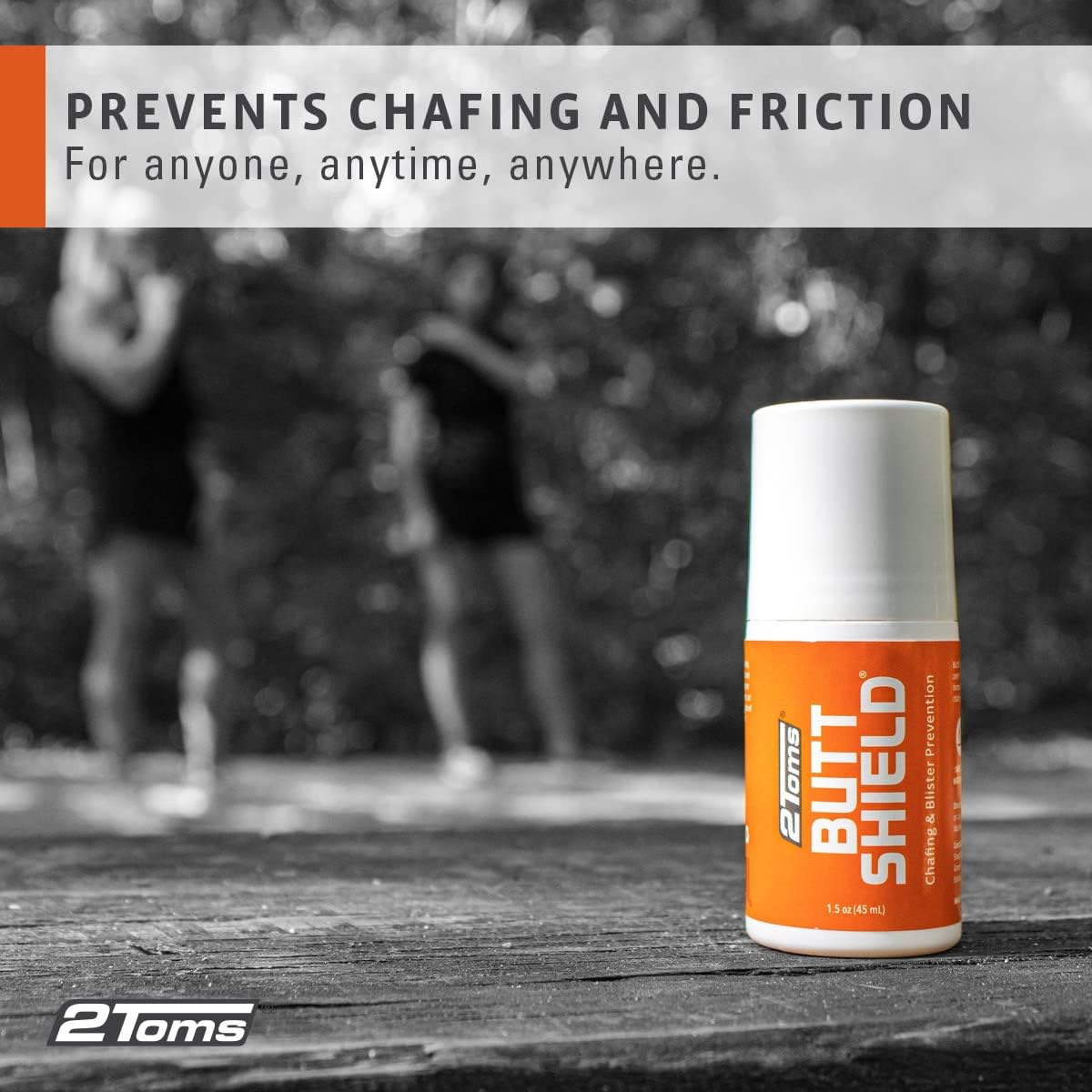 2Toms ButtShield, All Day Anti-Chafe and Blister Prevention, Waterproof and Sweatproof Protection from Saddle Sores, 1.5 Ounces, 2 Bottles