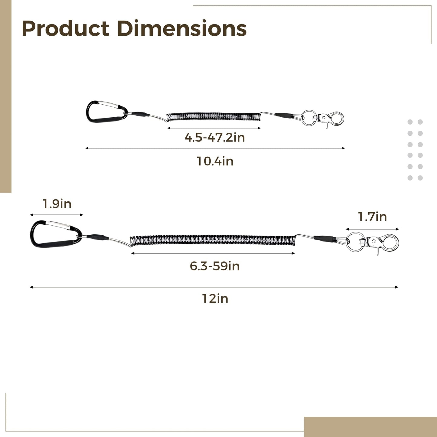 10 Pcs Fishing Tool Lanyards, Retractable Steel Wire Tethers- Heavy Duty Stainless Steel Coiled Security Cables with Carabiners for Kayak Accessories Range Finder Fishing Gear - 2 Sizes