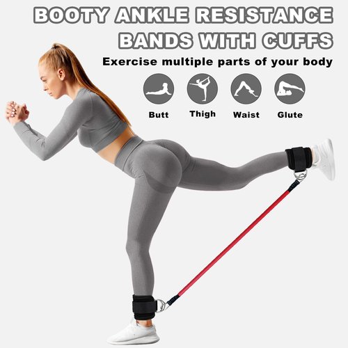 LIOUCBD Ankle Resistance Bands with Cuffs, Ankle Bands for Working Out, Ankle Resistance Band for Leg, Women Exercise Equipment for Kickbacks Hip Fitness Training Yoga Pilates Gym