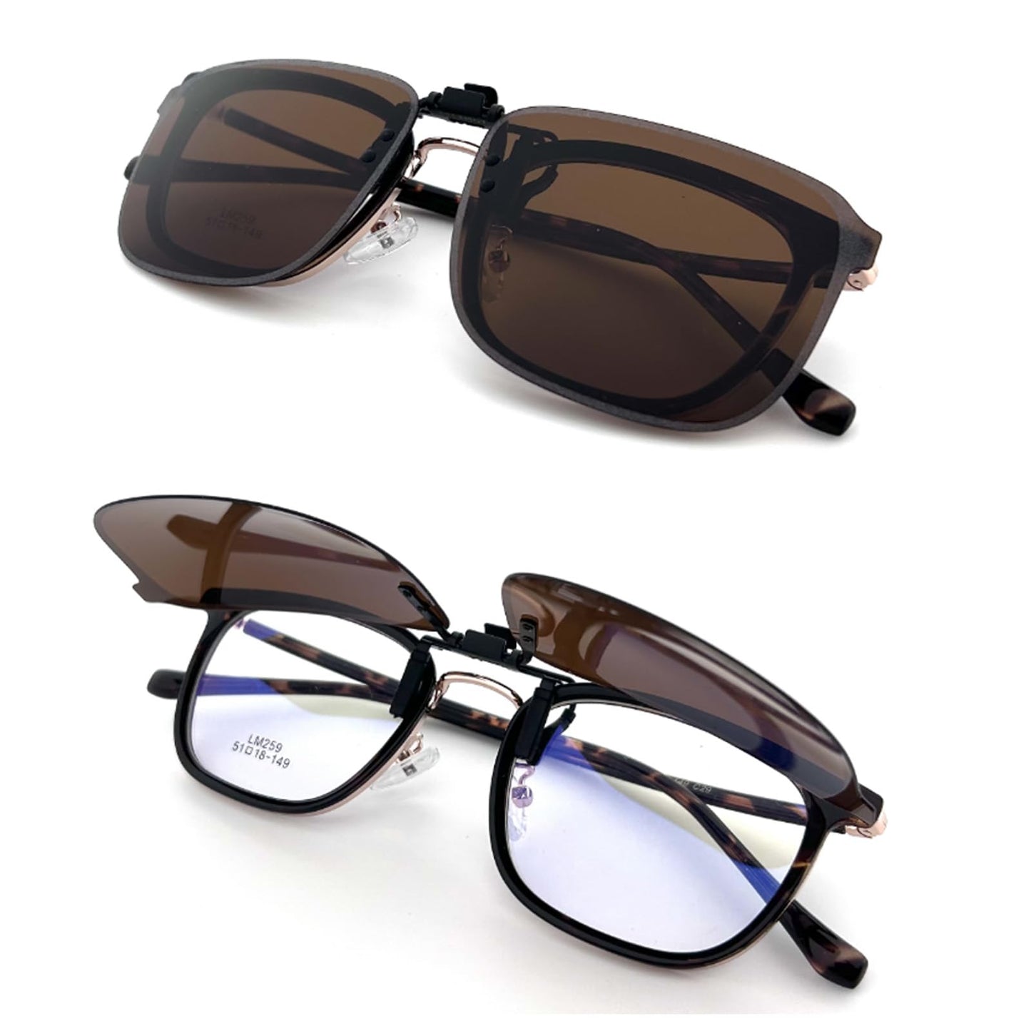 ARCAMOY Clip on Sunglasses Over Prescription Glasses Polarized Anti Glare Flip Up UV Protection Glasses For Men Women
