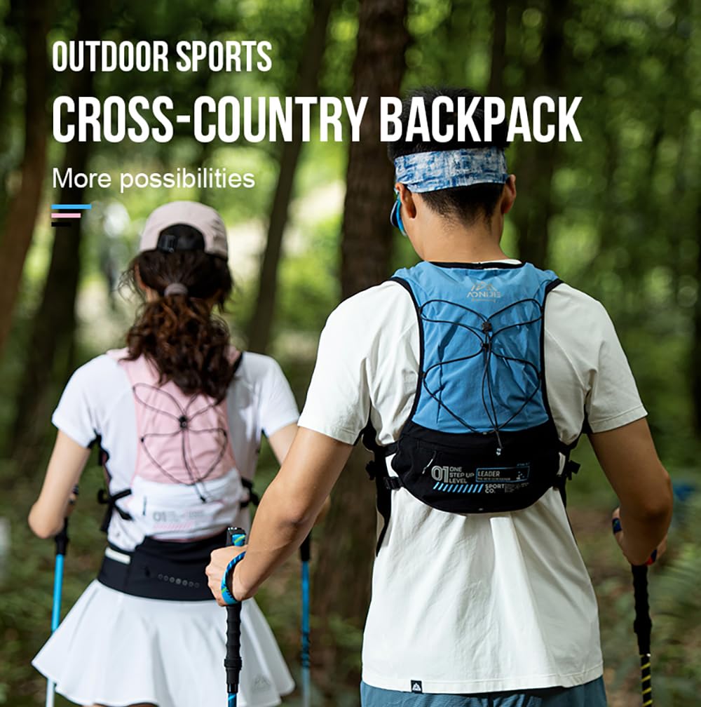 AONIJIE Running Hydration Vest Backpack 5L Marathon Race Cycling Hiking Climbing Trail Running Essentials for Women Men (Blue)