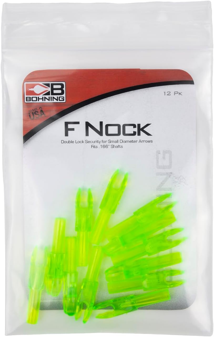 Bohning F Nock - .166 Shafts (4mm, VAP, Nano, Micro), 12 Pack, Kiwi