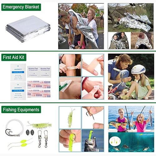 Galaxy 40 Pcs in One for Survival Emergency Kits Gear Tactical Outdoor Camping Hiking Camping Traveling Fishing, Great Gift for Father Men Husband Son Friends..