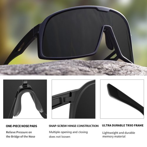 MAXJULI Polarized Cycling Sunglasses for Men Women, Windproof Outdoor Sports Running UV400 Protection Sun Glasses (Gray Lens)