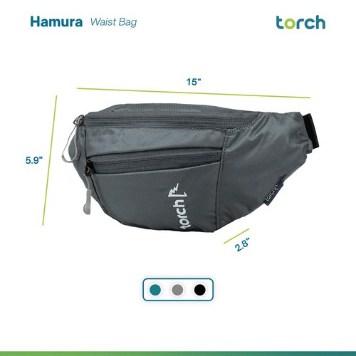 TORCH Fanny Pack for Men Crossbody - Waist Bag for Women with Compass Survival & Secret Pocket, Shoulder Bag Men Women for Travelling, Workout, Running, Outdoor - Hamura (Grey)