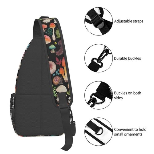KAWOEEW Mushroom Sling Bag - Crossbody Backpack for Women & Men, Travel & Hiking, Mushroom Decor