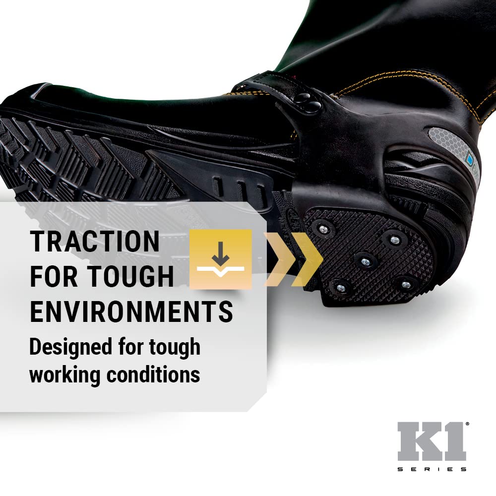 K1 Heel-Stop Ice Cleats - Traction Aids for Men & Women in Winter Snow - Steel Spikes