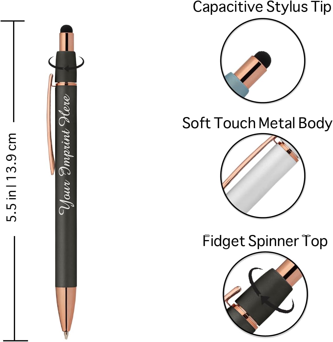 Fidget Pen for Adults - 2 Pack Stress Relief Pens with Gift Box - ADHD Anxiety - Metal with Rubber Grip - Focus for Office, Work (Black-Blue)
