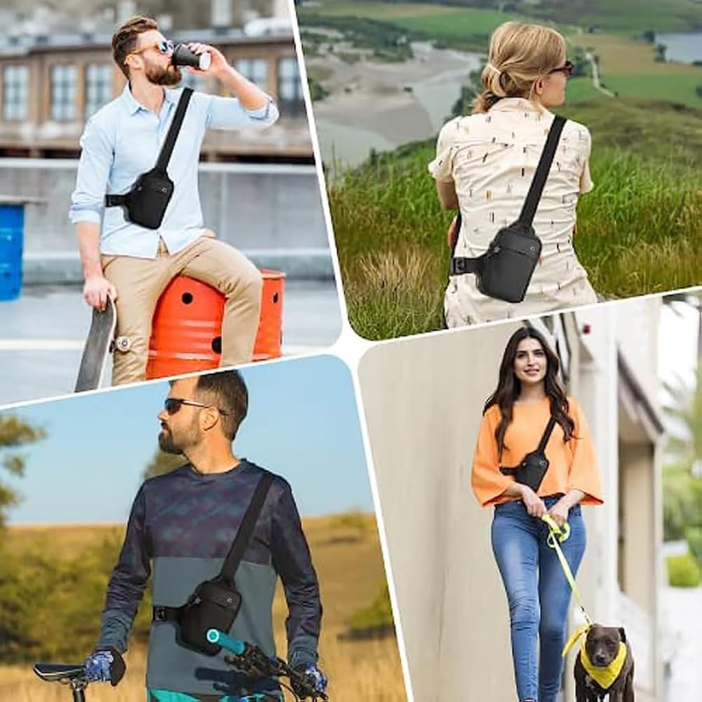 JMMDY Small Sling Bag for Women and Men, mini Crossbody Bags Trendy with Extended Strap, Lightweight Chest Bag (Black)