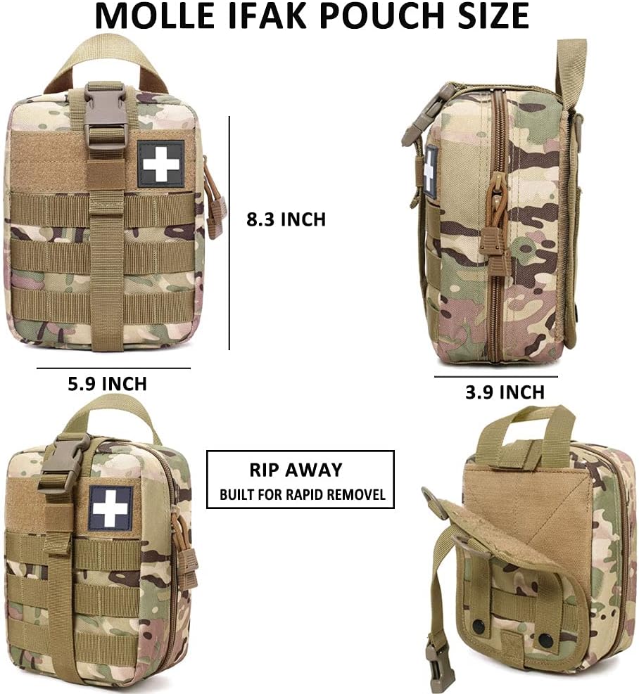 1000D Molle Ifak Pouch Rip Away, Tactical Tear Away Medical Pouch Empty, Military First Aid Pouch Bag Only for Camping Hiking Travel